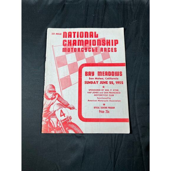 NATIONAL CHAMPIONSHIP MOTORCYCLE RACES SAN MATEO CALIFORNIA 1952 VINTAGE BOOK - Picture 1 of 12